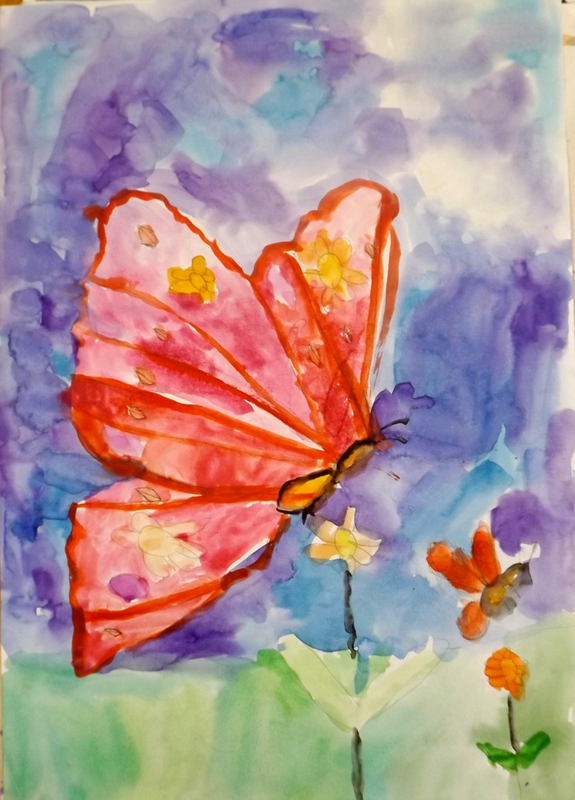 Детский рисунок - Бабочка-красавица