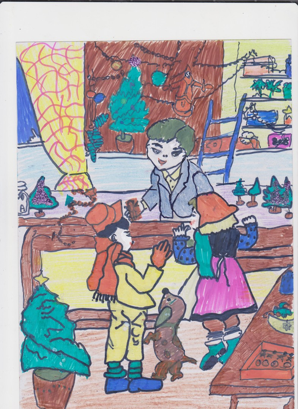 Детский рисунок - Новогодние покупки