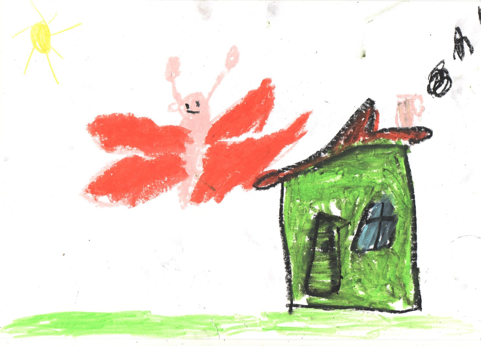 Детский рисунок - Домик улитки Эвелинки