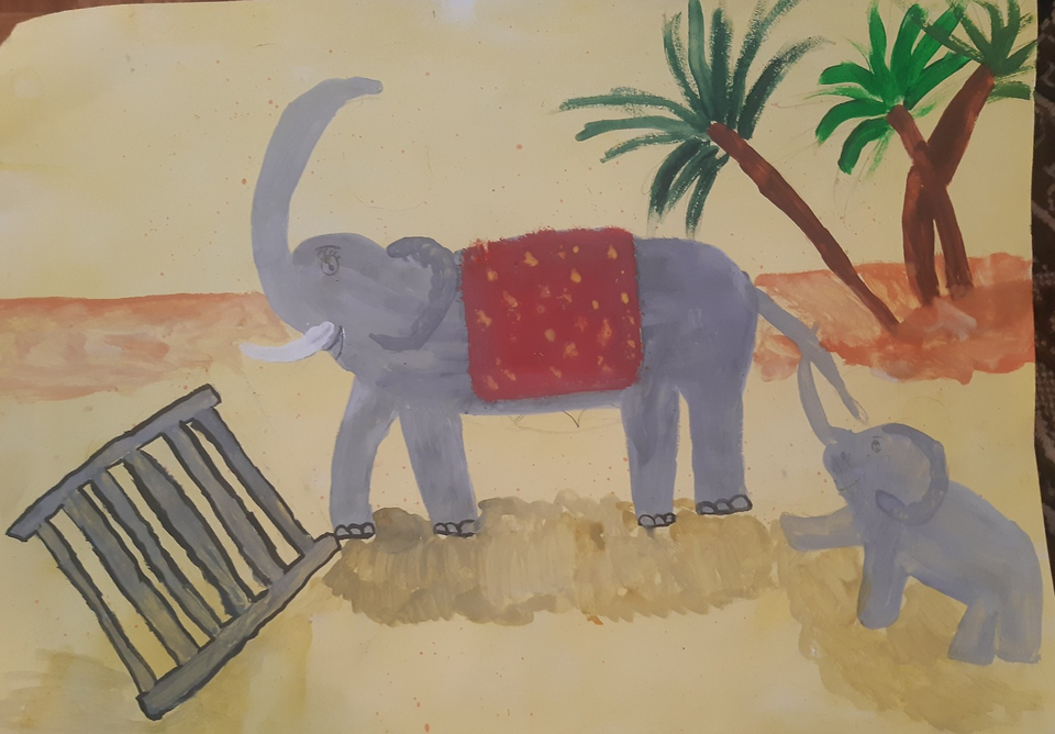 Детский рисунок - День защиты слонов в зоопарках