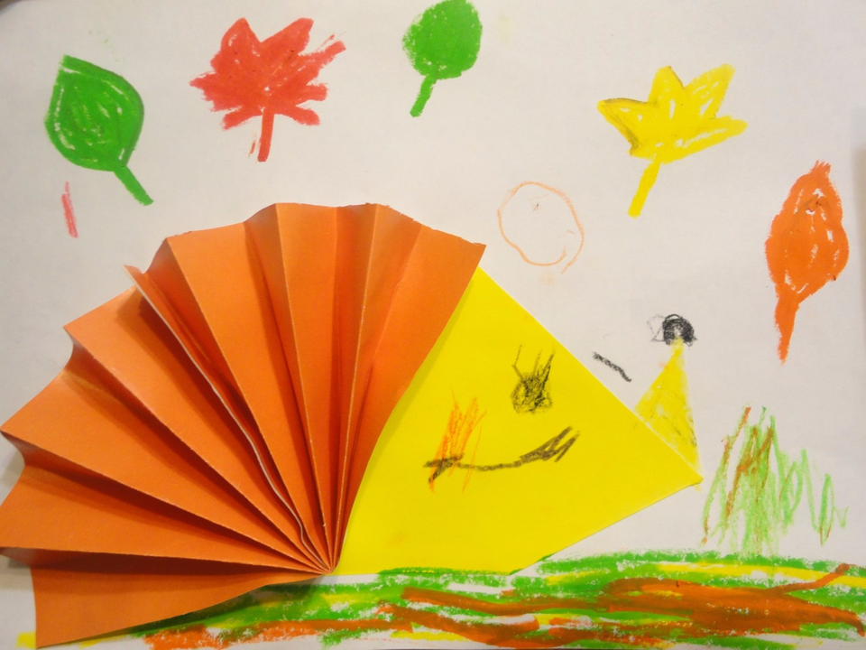 Детский рисунок - Осенний ёжик