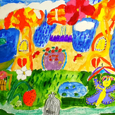 Рисунок "Эвелинка и грибочный замок" на конкурс "Домик для Эвелинки. Конкурс по 1-й серии «Летать»"