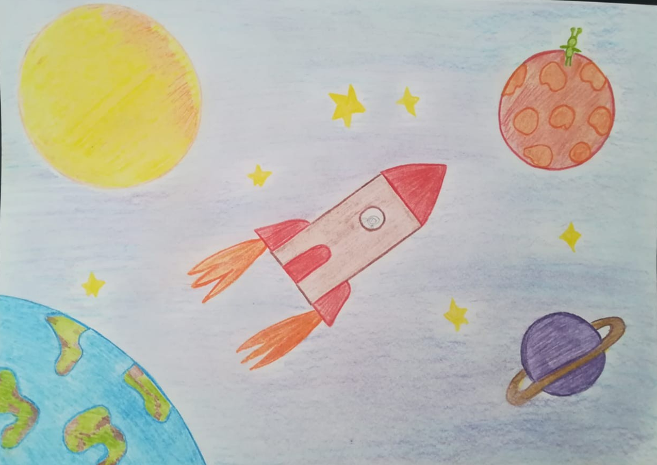 Детский рисунок - К неизведанным планетам