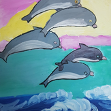 Рисунок "Дельфины" на конкурс "Конкурс творческого рисунка “Свободная тема-2021”"