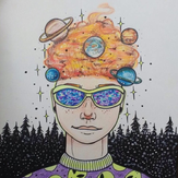 Рисунок "Подросток мечтающий о космосе"