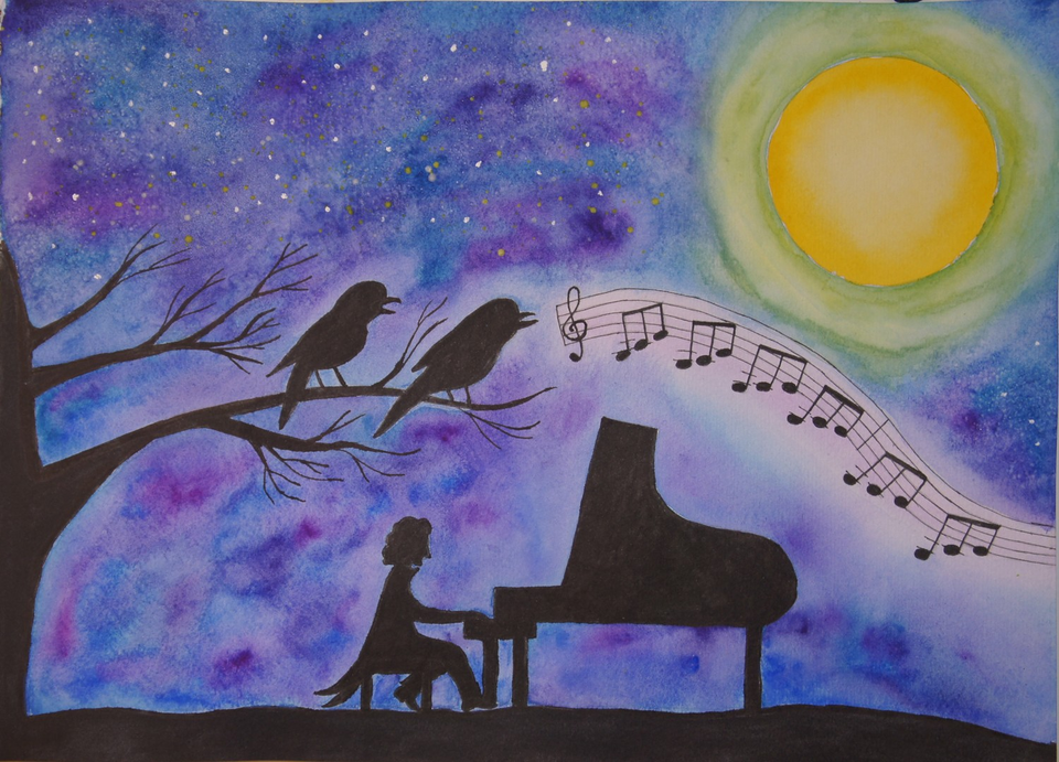Детский рисунок - Музыкальные сны Лунная соната