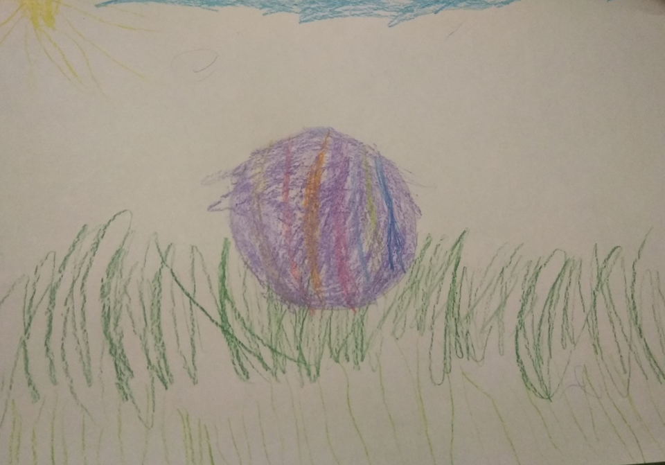 Детский рисунок - Мой веселый звонкий мяч
