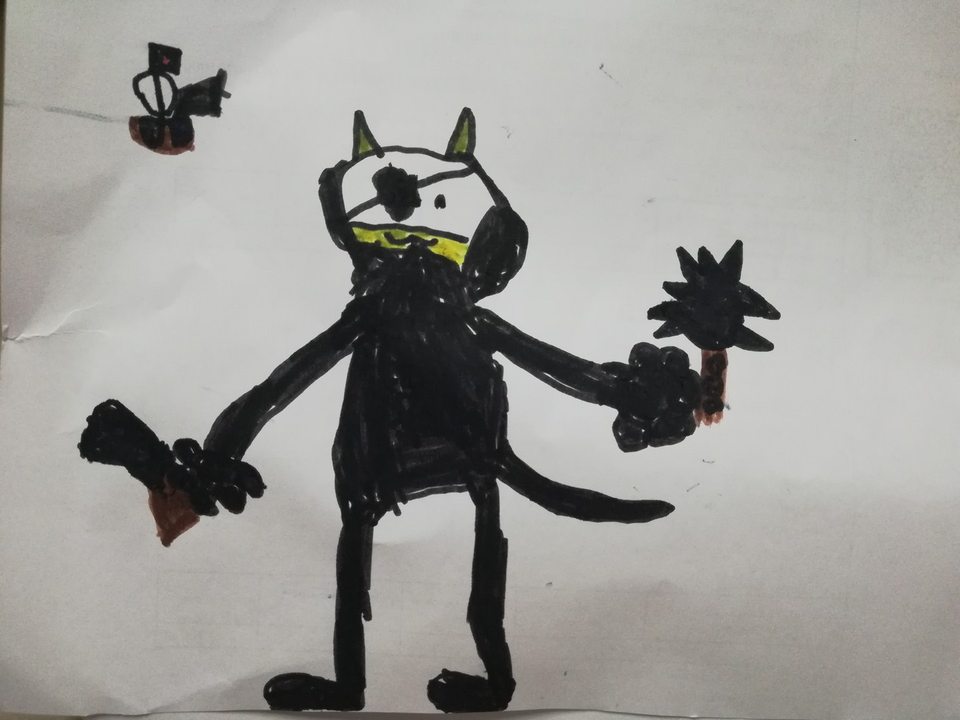 Детский рисунок - Кот-пират