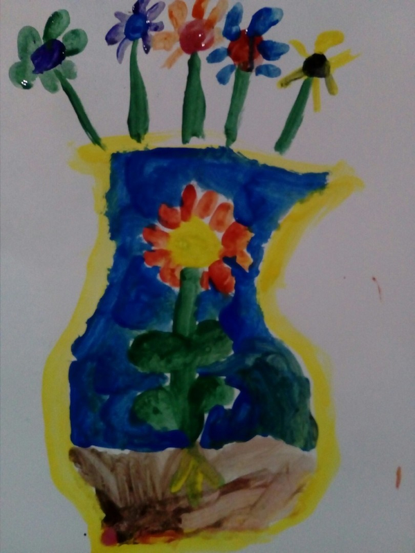 Детский рисунок - цветочная ваза