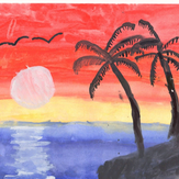 Рисунок "Закат на море" на конкурс "Конкурс детского рисунка “Как я провел лето - 2020”"