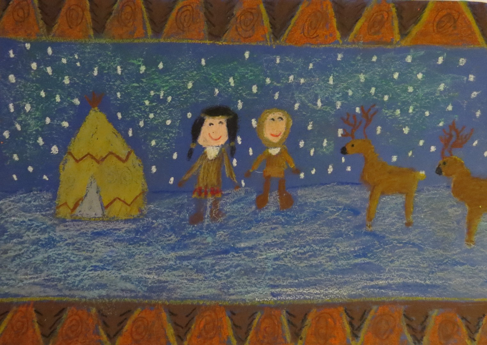 Детский рисунок - Северный Новый год