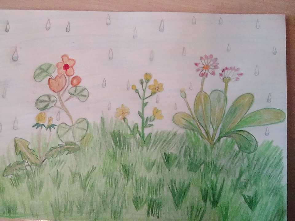 Детский рисунок - Летний дождь