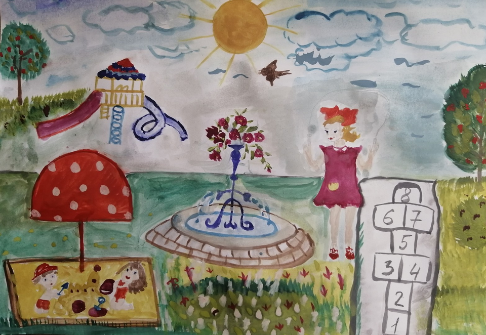 Детский рисунок - Моё лето