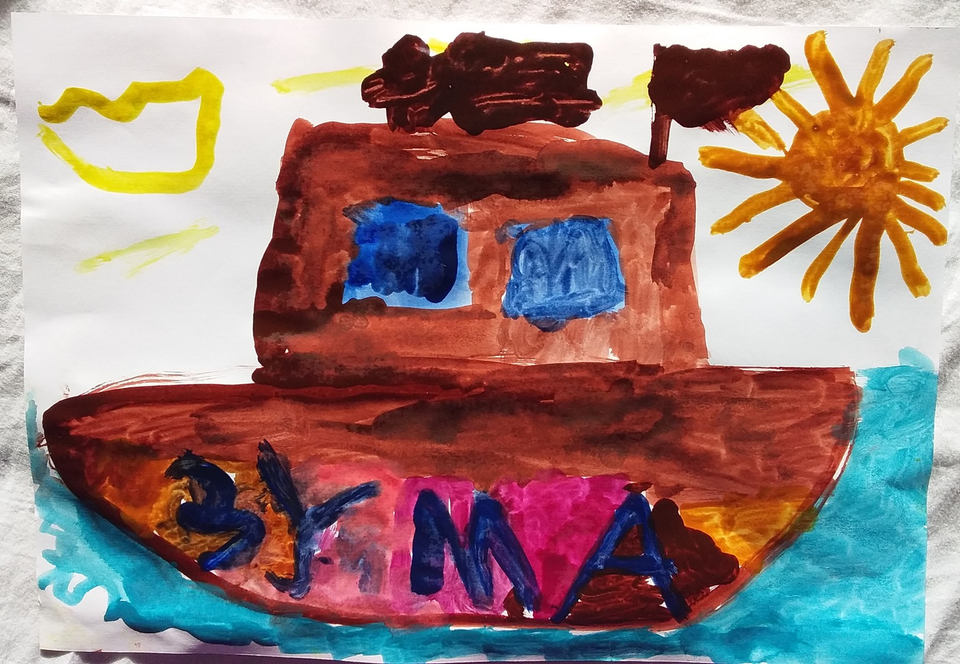 Детский рисунок - Плыви мой кораблик