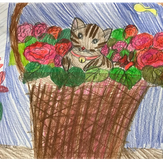 Рисунок "Доставка котика в цветах"