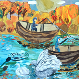 Рисунок "Рыбалка и лебеди" на конкурс "Конкурс творческого рисунка “Свободная тема-2022”"