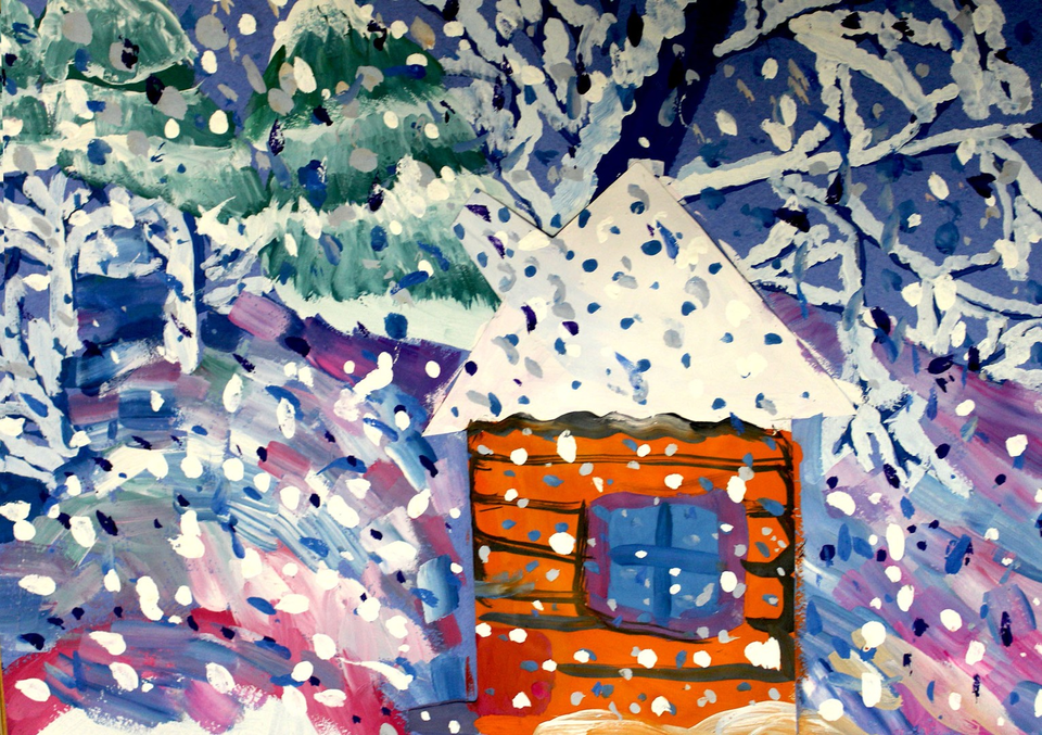 Детский рисунок - Радужный снег