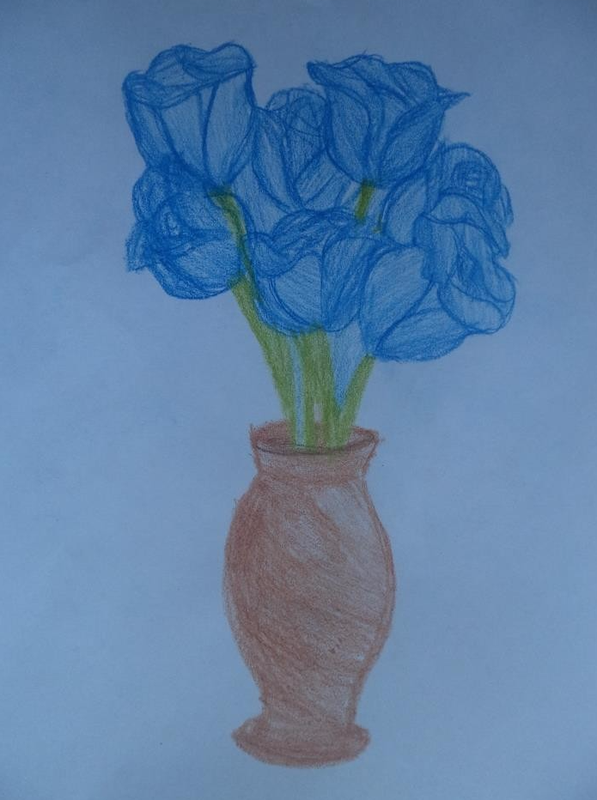 Детский рисунок - Синие розы
