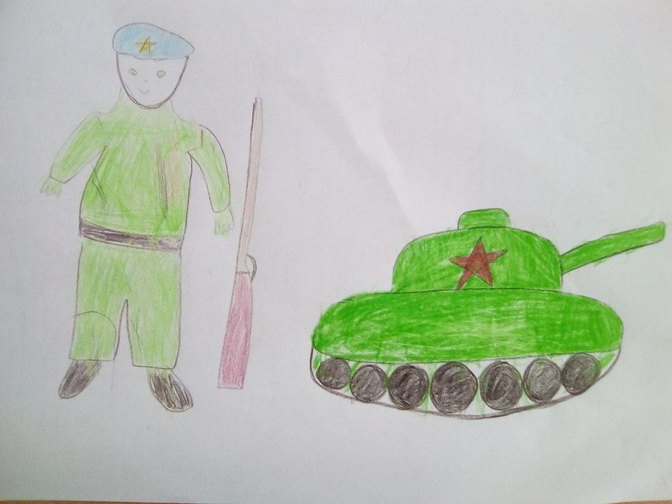 Детский рисунок - Русский солдат