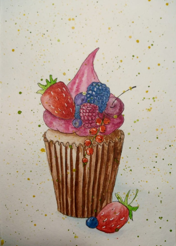 Детский рисунок - фруктовый кекс