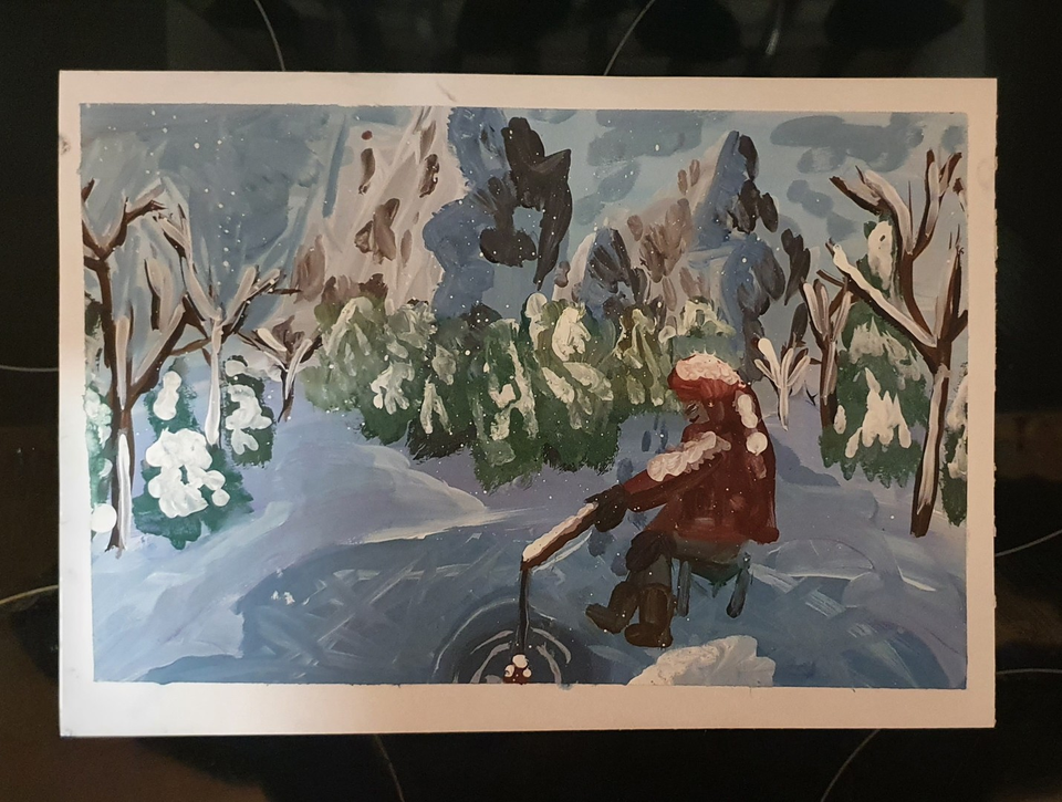 Детский рисунок - Зимняя рыбалка