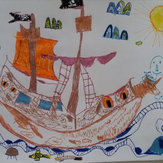 Рисунок "Плывет кораблик по волнам" на конкурс "Конкурс творческого рисунка “Свободная тема-2020”"