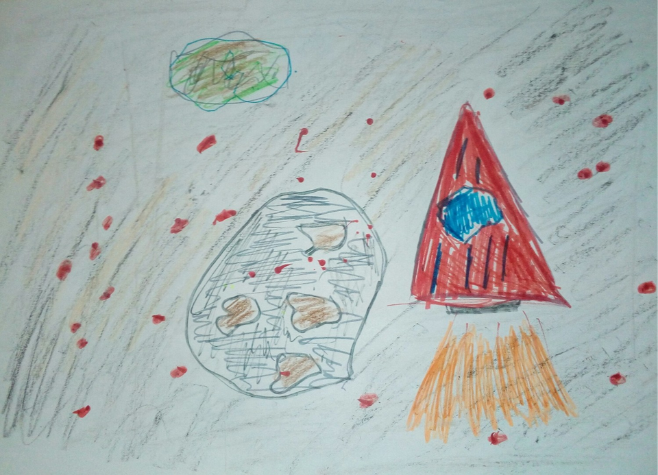 Детский рисунок - Полёт в космос