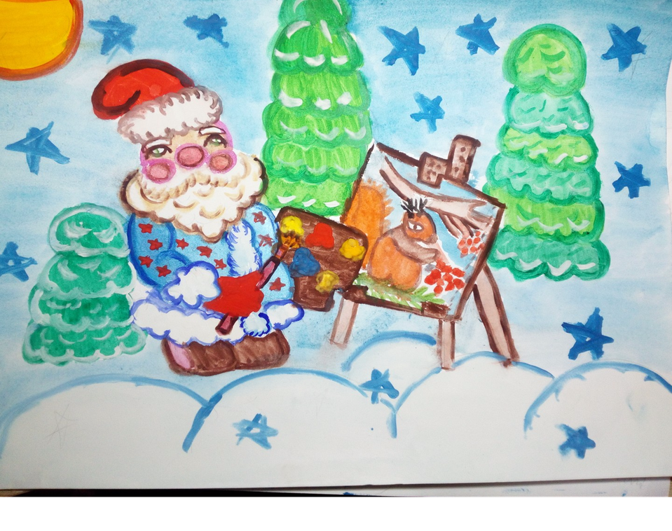 Детский рисунок - Рисунок Деда мороза