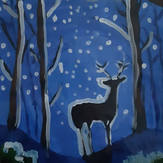 Рисунок "олень в поисках новогодней елки"