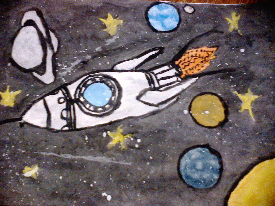 Детский рисунок - космос чудо