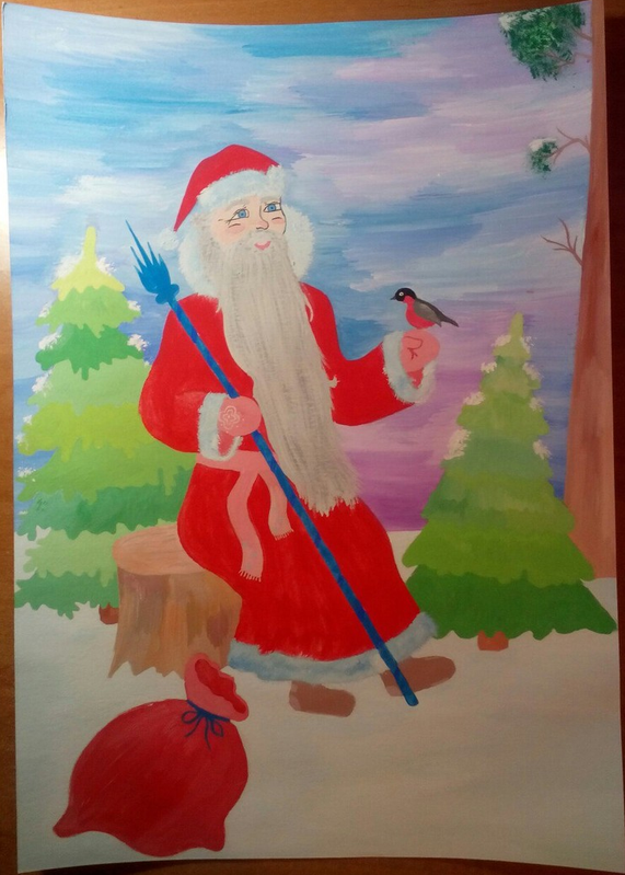 Рисунок - Дед Мороз в лесу