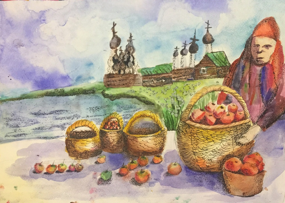 Детский рисунок - Яблочный Спас