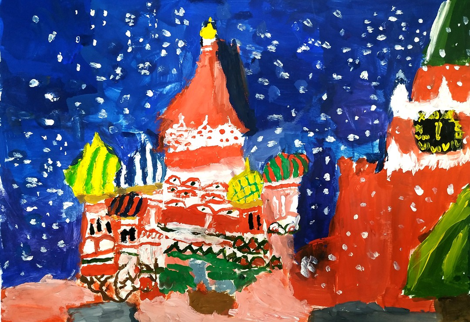 Детский рисунок - Собор Василия Блаженного