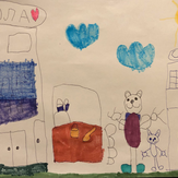 Рисунок "медведь и котик идут в школу и садик" на конкурс "Конкурс творческого рисунка “Свободная тема-2021”"