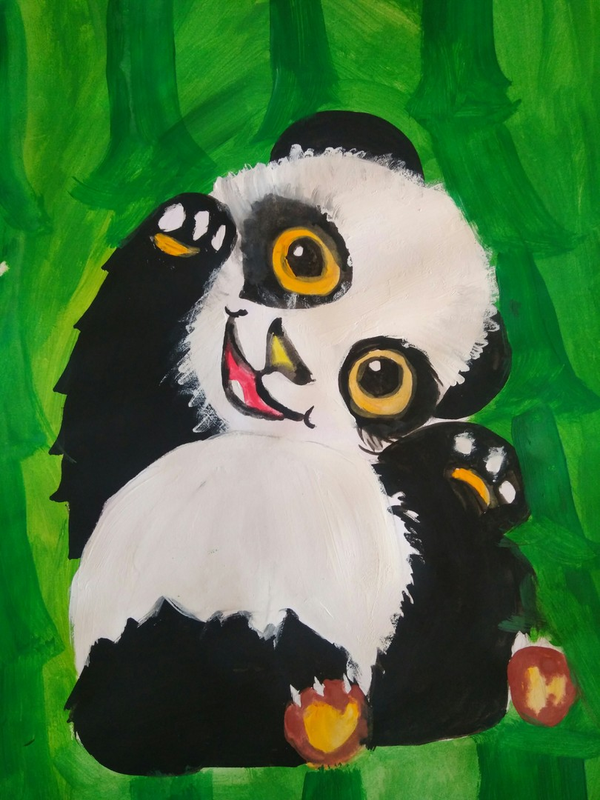 Детский рисунок - Малыш панда