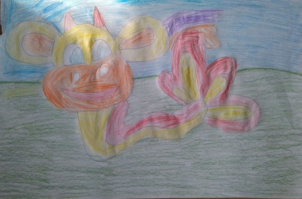 Детский рисунок - Радужный пришелец