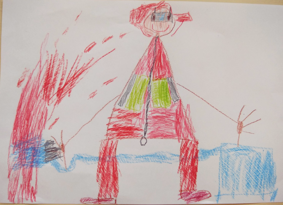 Детский рисунок - Пожарник