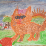 Рисунок "Рыжий кот с клубком" на конкурс "Конкурс детского рисунка "Любимое животное - 2018""