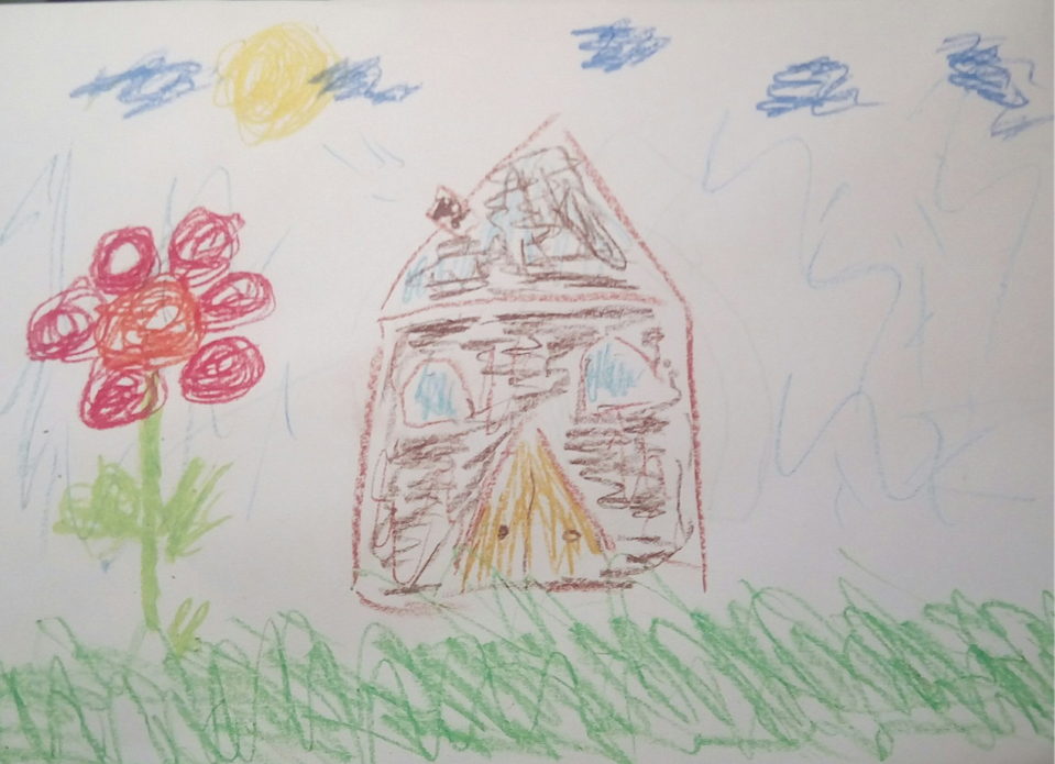 Детский рисунок - Теплый домик для Эвелинки