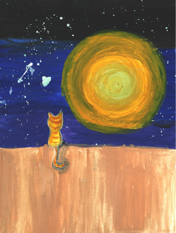 Детский рисунок - Лунный кот