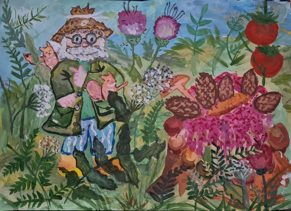 Детский рисунок - Сказочный житель леса