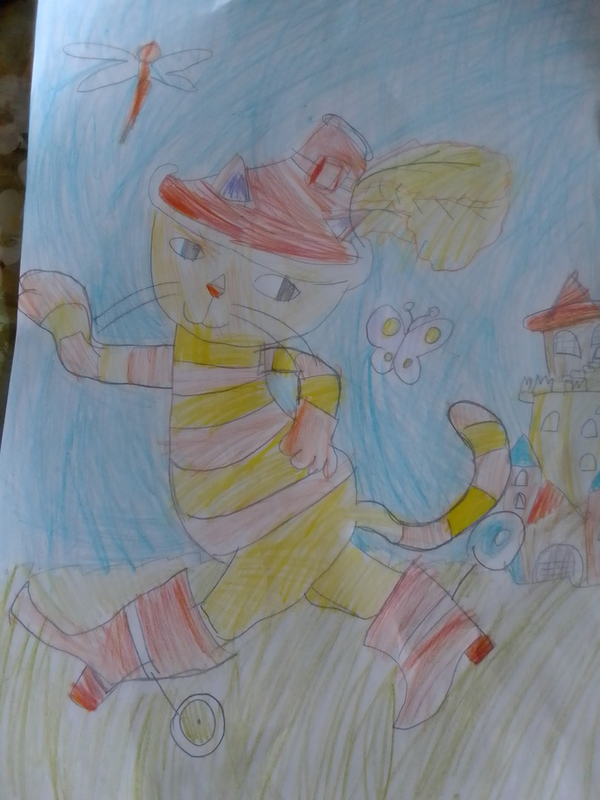 Детский рисунок - Кот в сапогах