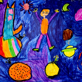 Рисунок "Космический сон" на конкурс "Конкурс детского рисунка по 6-й серии сериала Рисовашки "На Луну""