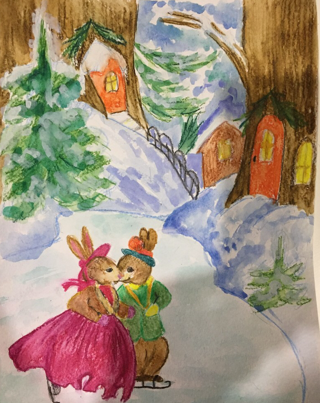 Детский рисунок - Зимние забавы