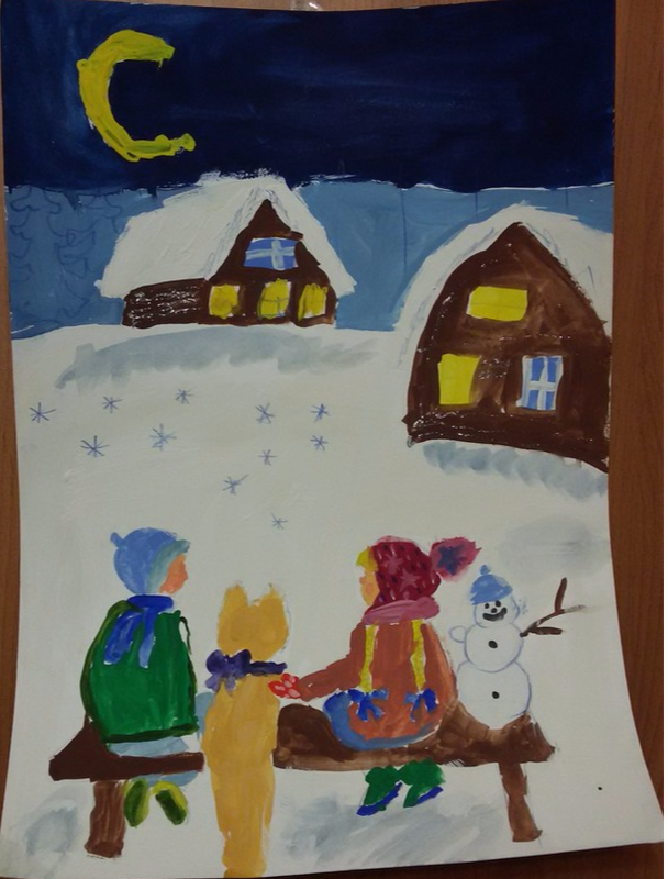 Детский рисунок - Новогодняя ночь