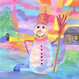 Рисунок "Слепили снеговика" на конкурс "Конкурс творческого рисунка “Свободная тема-2020”"