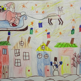 Рисунок "Дед мороз спешит к детишкам" на конкурс "Конкурс детского рисунка “Новогодняя Открытка-2019”"