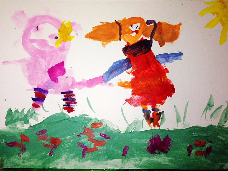 Детский рисунок - Кукутики поют песенку о дружбе