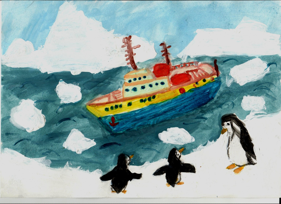 Детский рисунок - Покоряя Антарктиду