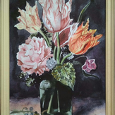 Рисунок "Натюрморт с тюльпанами акварель 2017г"